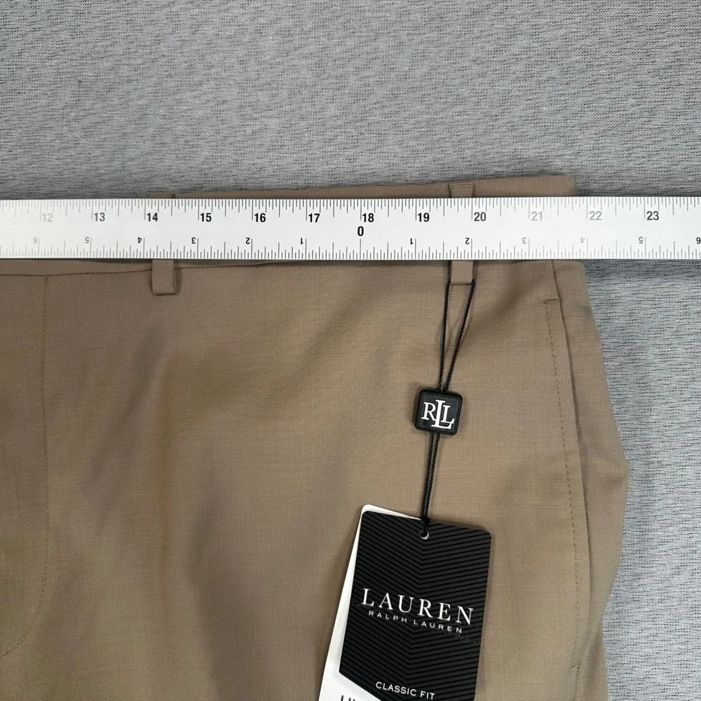 Lauren Ralph Lauren Dress Pants Mens 42x32 Tan UltraFlex Wool Blend Classic Fit